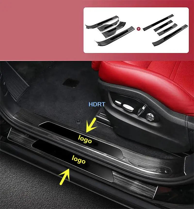 

Car Styling Auto Door Sill Scuff Anti-Scratch Sticker Welcome Pedal Gate Threshold Cover For Porsche Cayenne 2018 + Accessories