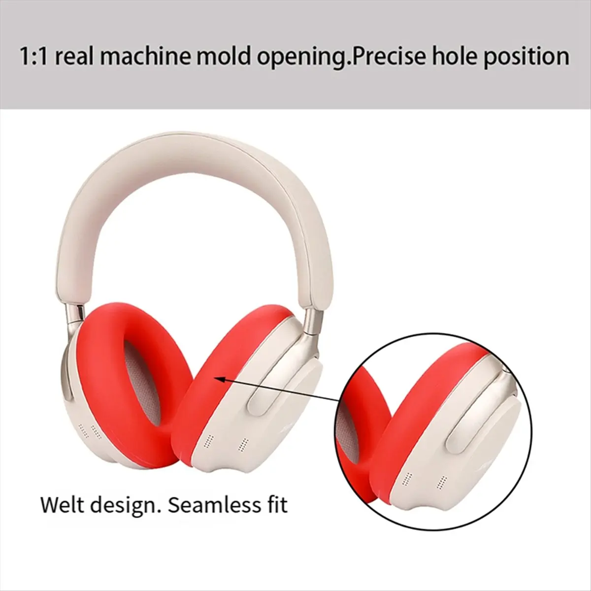 【ELEVATE LIFE】Ear Pads Replacement for QC Ultra Headphone Silicone Protective Case Earmuff Repair Parts Red