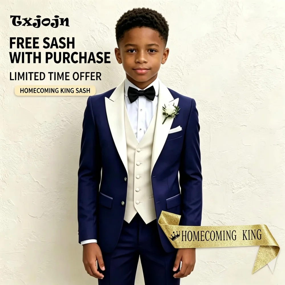 Homecoming Boys Suits Jacket Vest Pants 3 Piece Set Formal Wedding Tuxedo Fashion Clothes for Kids Blazer Elegant Child Clothes