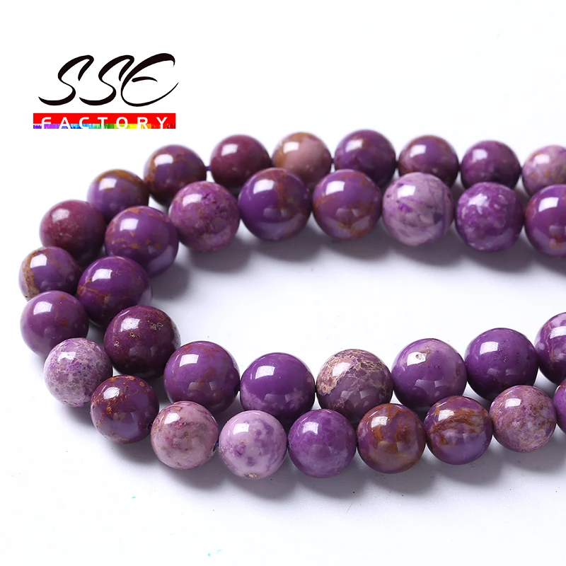 AAAAA Natural Phosphosiderite Beads American Purple Mica Stone Round Loose Beads For Jewelry Making Diy Bracelets 4 6 8 10mm 15\