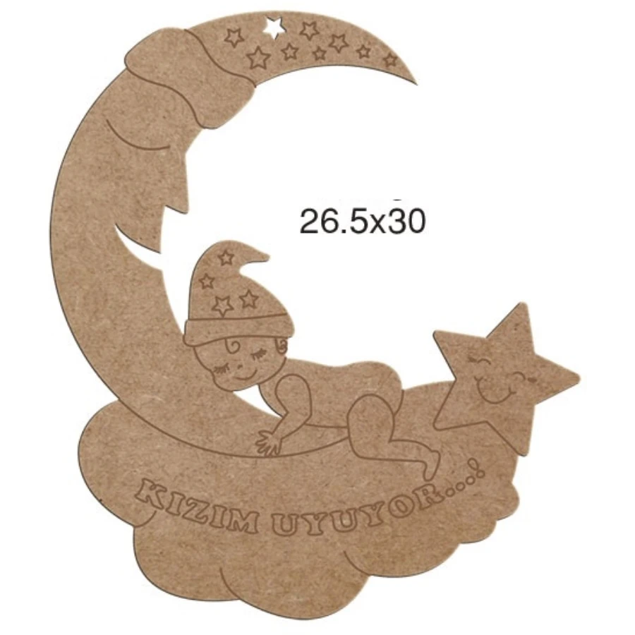 L159 months grandfather is sleeping, unpainted Mdf ornament