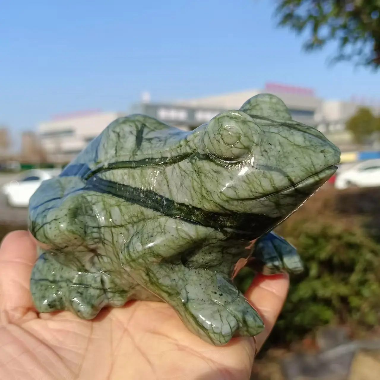 

Natural Xiuyan Jade Crystal, Carved Frog, Energy Gem, Reiki Healing, Gift, Room Office Decoration