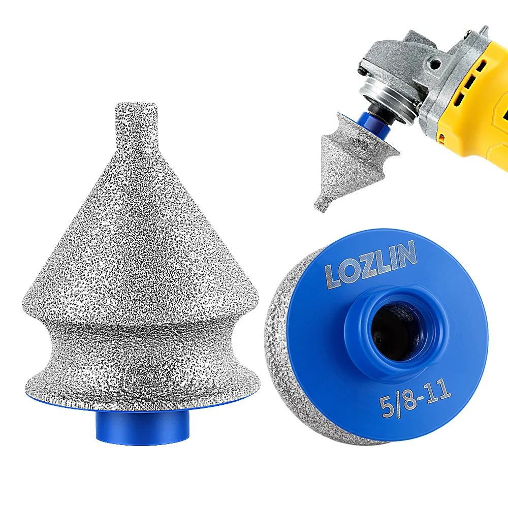 LOZLIN Diamond Chamfer Bit 5/8-11 Thread Vacuum Brazed for Angle Grinder Ceramic Tile Marble Concrete Hole Enlarging Drilling Edge Trimming Grinding Beveling