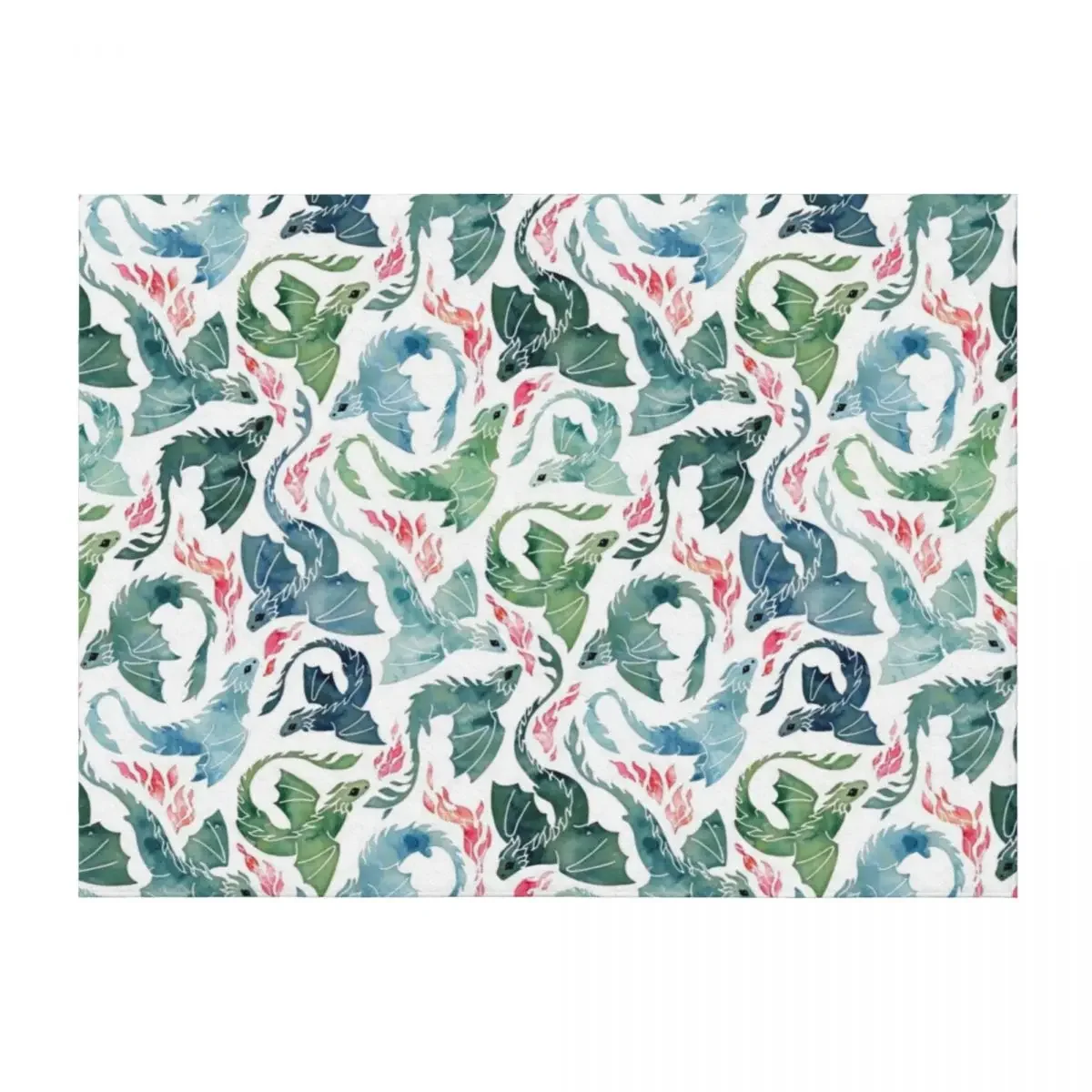 

Dragon fire blue & green Throw Blanket Picnic manga halloween Fashion Sofas Blankets