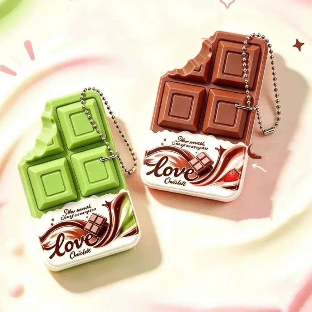 Portable Fidget Keychain Cartoon Patterns Reusable Chocolate Keychain Breaking Design Chocolate Button Pendant Portable Use