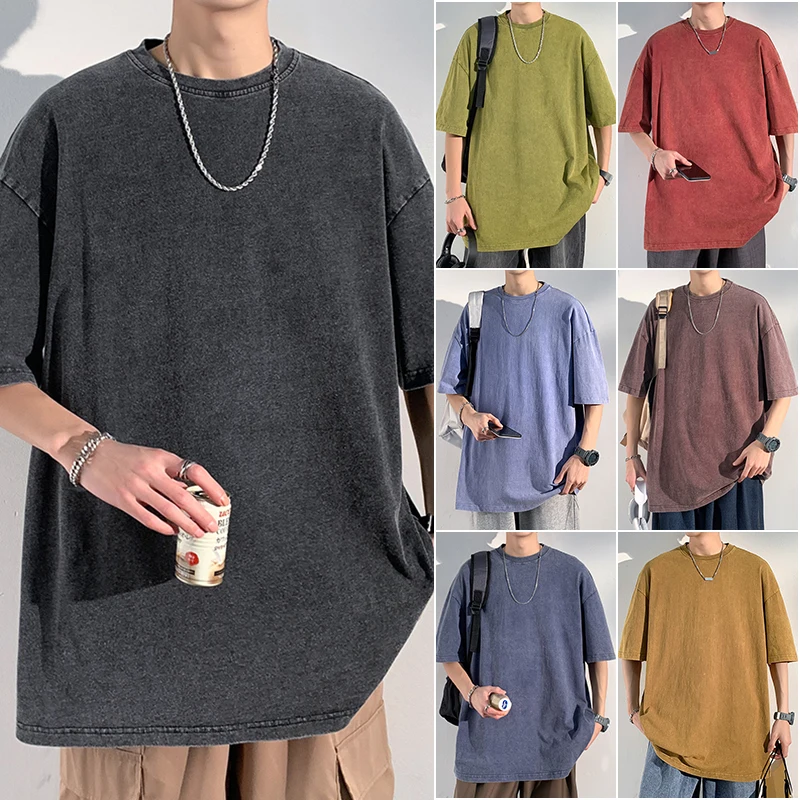 

Men Solid Color Short Sleeve High Quality Tshirts Basic Pattern O-Neck Comfort Multicolor Tshirt Men Clothing