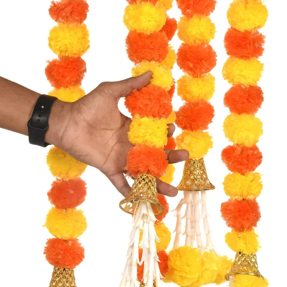 Long Strands Artificial Marigold Garland 1.5m Pooja Diwali Fiesta Marigold Flower Garlands Events Decor Indian Décor Fake Plant