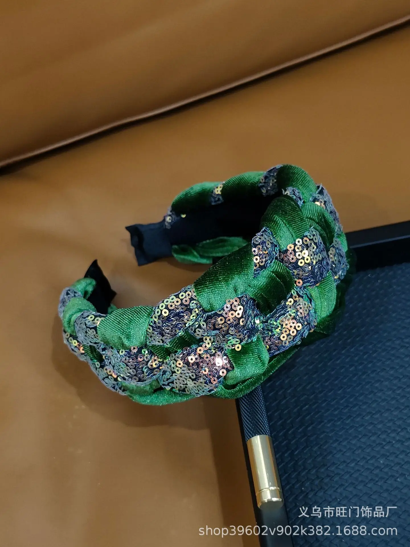 Accessoire pour cheveux, bandeau large tressé, couleur contrastée bicolore rétro, mode européenne et américaine