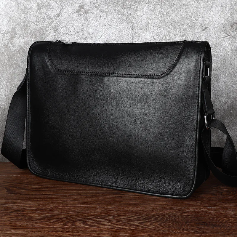 New men's shoulder bag, genuine leather men's crossbody bag, fashionable and casual youth full cowhide bag