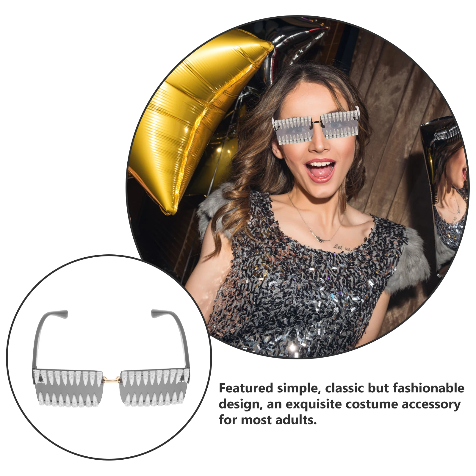 

Party Sunglasses Women Bling Aesthetic Glasses Unique Design Photo Prop Girls Fashion Black Frame Gray Lens Trendy Accessories