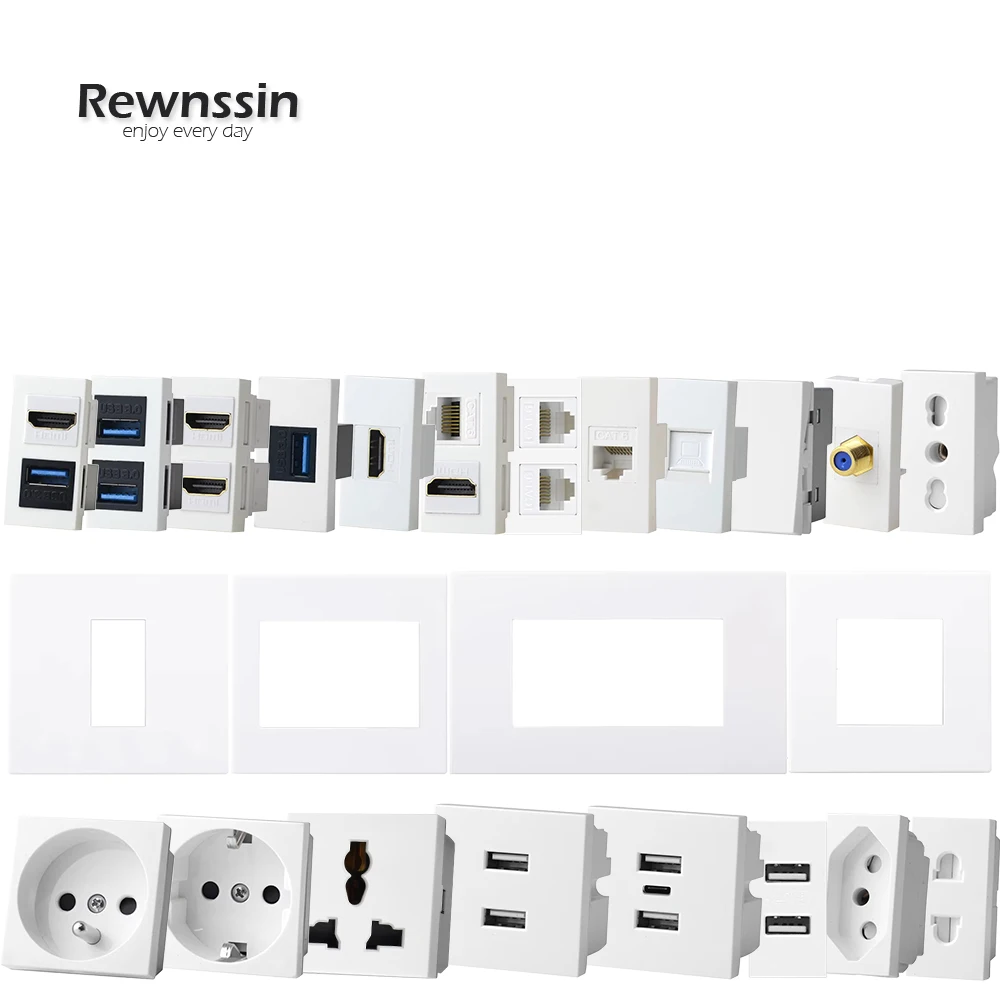 

CR1 Series - DIY Wall Socket Module EU France Brazil Spain Socket Wall C-Type USB 3.0 TV CAT6 Internet Socket HDMI Socket