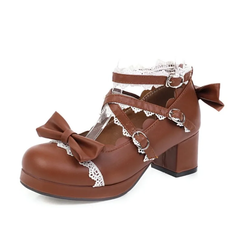 

Sweet and Cute High Heels for Spring/Summer 2026 with Bow and Three Buckles Fashion Decoration Size 34-48