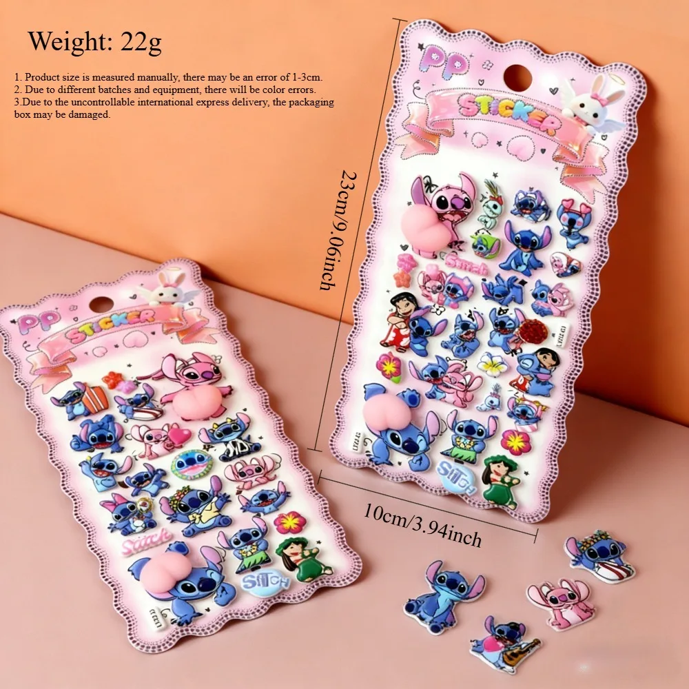 Disney Stitch Soft Pinched Happy Buttocks Sticker Children's Decompression 3D Bubble Sticker Phone Case Decoration Sticker*-.