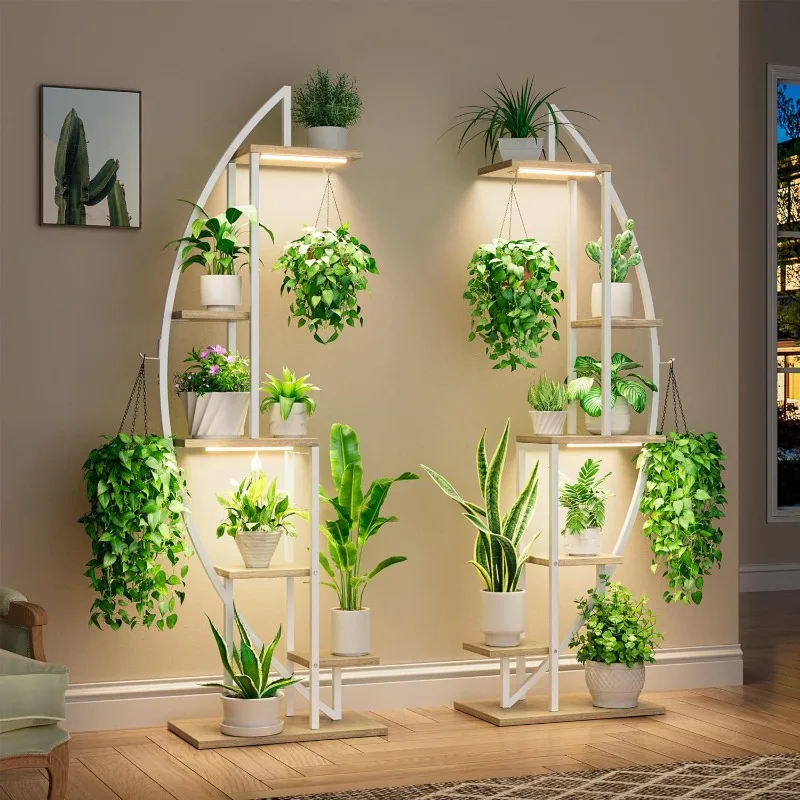 Plant Stand Indoor with Grow Lights, 6 Tiered Tall Plant Shelf, 63