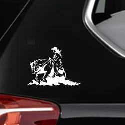 6.02inch X 4.33inch Cowgirl Horse Rodeo Western Cowboy Fashionable Car Styling Decal Sticker For Car Laptop Window Sticker
