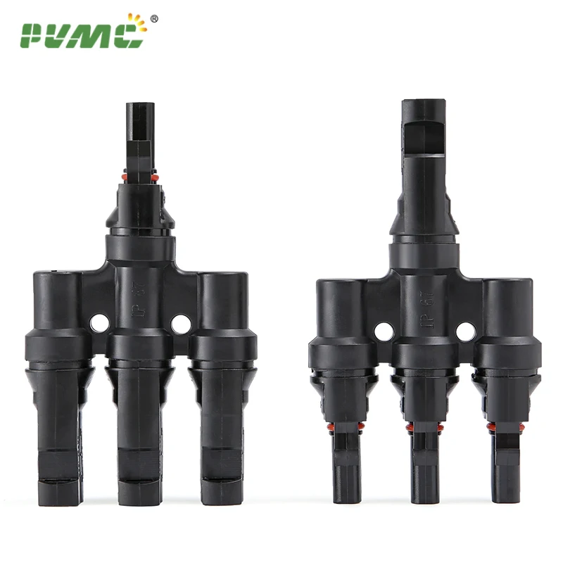 Free shipping IP67 3 to 1 T Branch PV Connector Solar male female 30A Solar Panel Connectors pv combiner box 3 in 1 out