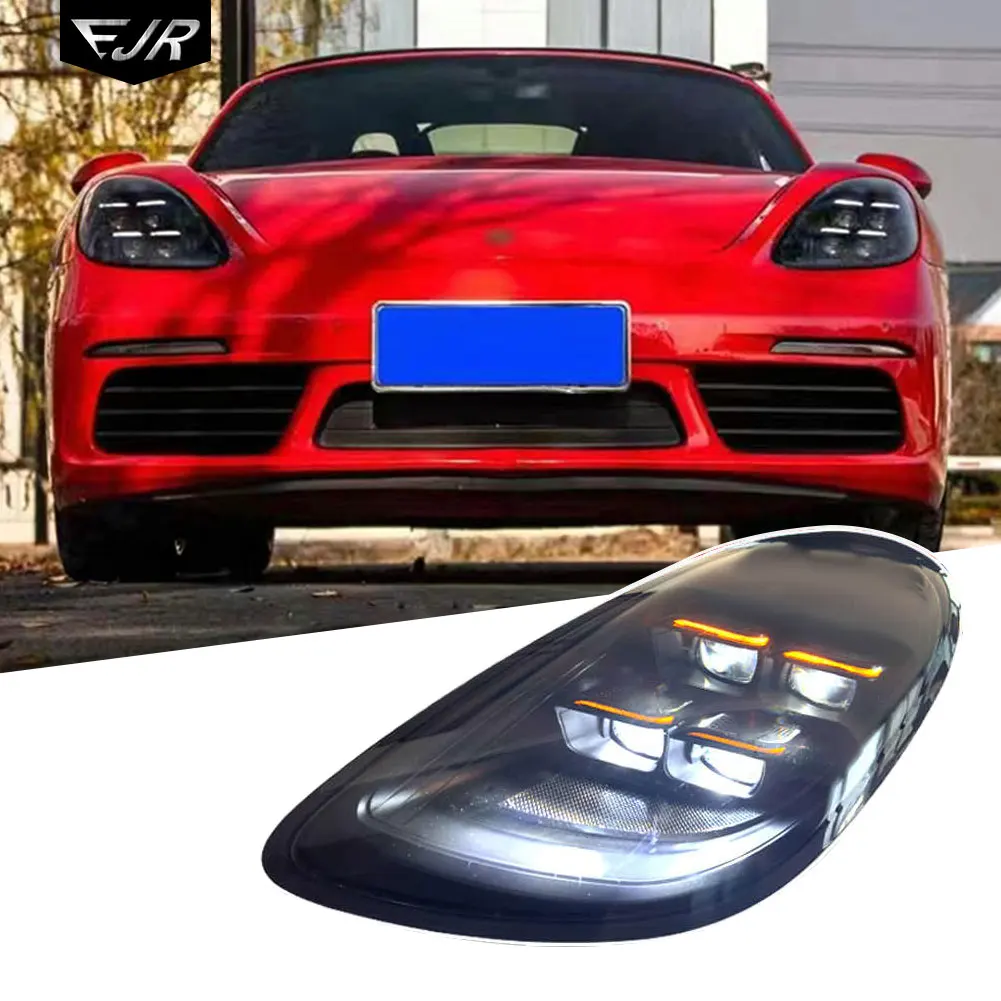 Dla Porsche Cayman Boxster 718 982 Zespół reflektorów 2016-2024 Zmodyfikowana matryca LED Przednie reflektory samochodowe Akcesoria do lamp samochodowych