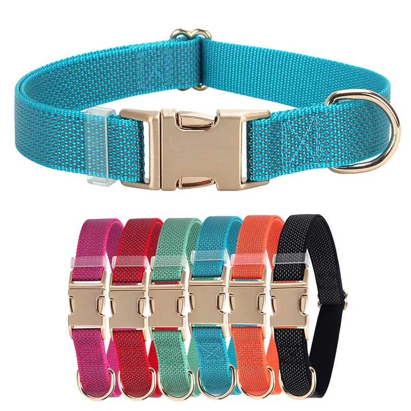 

Personalized Nylon Dog Collar with Free Engraving Durable Reflective Anti-lost Buckle Necklace for Dogs Daily Walking Training