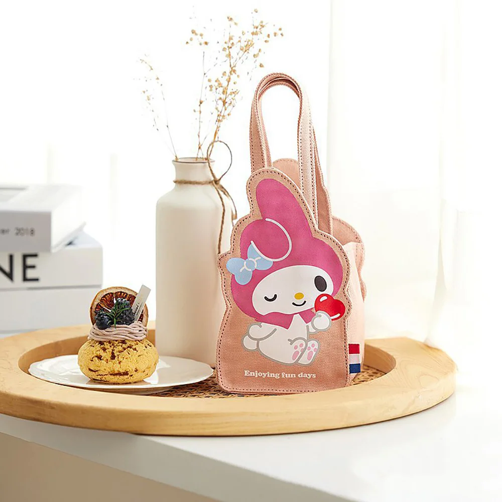 Canvas Kettle Bags Sanrio Hellokitty Mymelody Anime Handbags Cartoon Women's Tote Three-Dimensional Cup Bags Backpacks for Girls