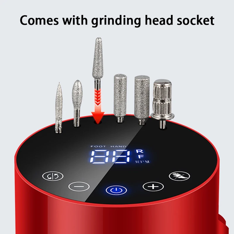 Taladro de uñas profesional de 35000 RPM, lima de uñas eléctrica para manicura y pedicura con pantalla táctil LCD, poco ruido y alta velocidad