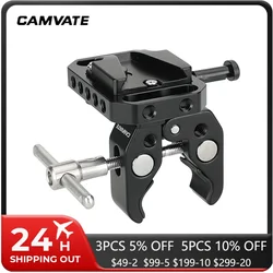 CAMVATE V-Lock Female Quick Release Mount Adapter + Multipurpose Super Crab Clamp For DSLR Camera Battery Photographic Devices