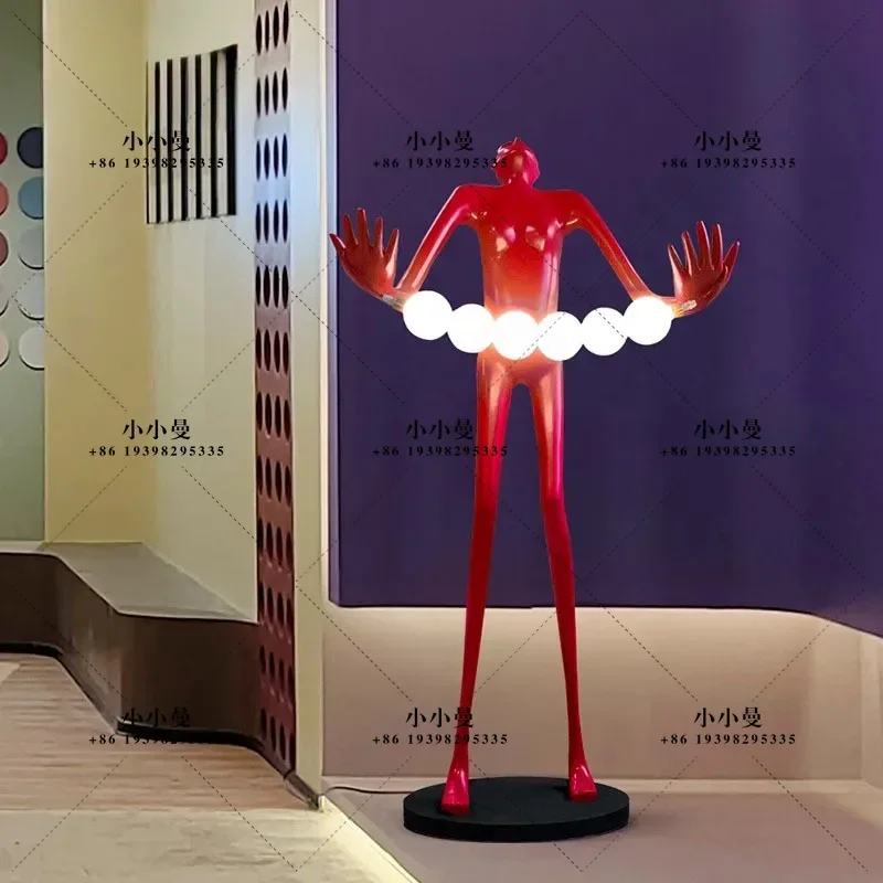 Nordic humanoid sculpture floor lamp long arm ball design exhibition hall ornament living room sofa modeling