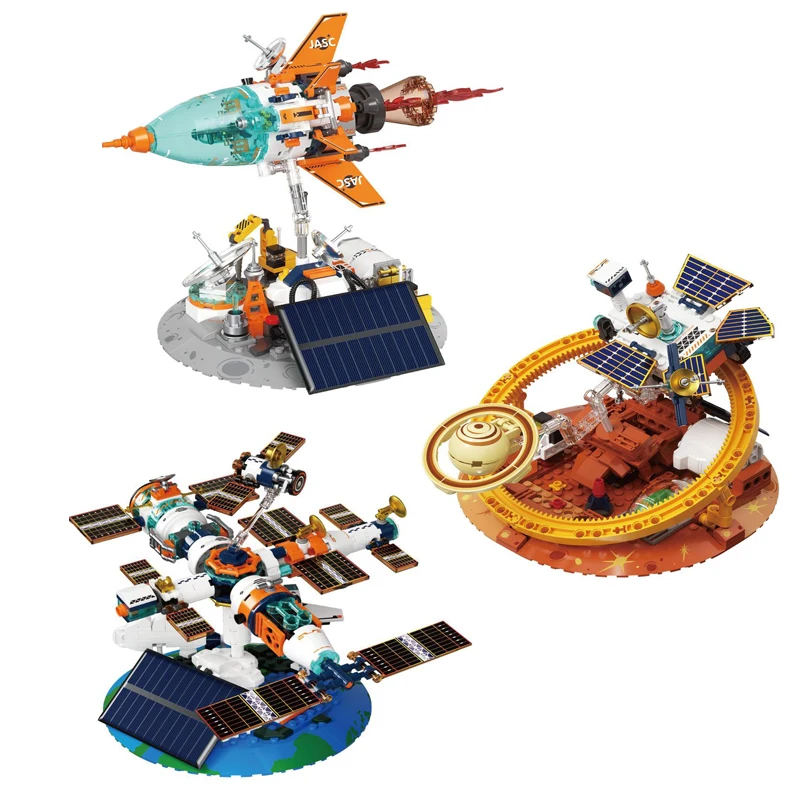 

В НАЛИЧИИ MOC Техническая солнечная космическая станция Строительные блоки Сборка ракетных кирпичей Модель игрушки для детей Подарочный набор на день рождения