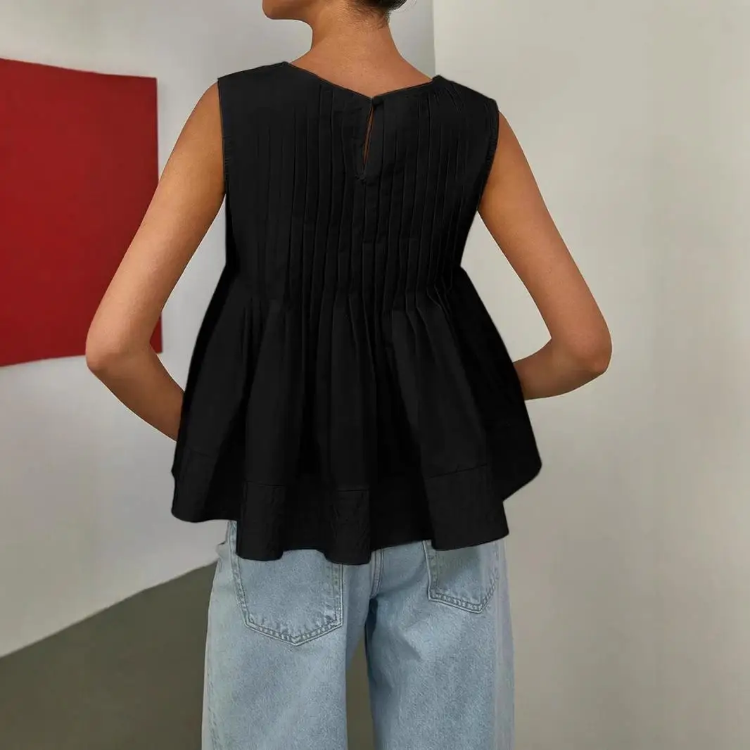 Jupe plissée Svel pour femmes, série Summer Salt, haut ir, ourlet plié polyvalent, matériau PU, modèle fin