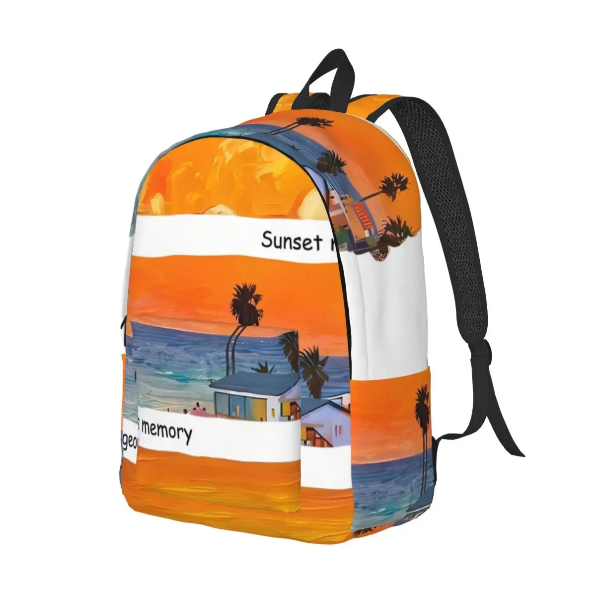 Aesthetic School Backpack Stacked Sunset Panels Modern Artistic White Vivid Orange Gold Large Capacity Daypack for Girls Boys