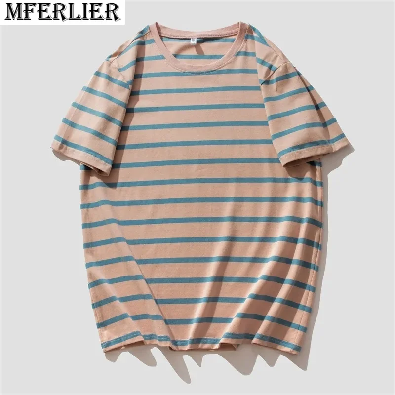 

summer men striped shirt short sleeve cotton plus size 8XL 9XL mferlier tops tees fashion casual high street tshirt hipster