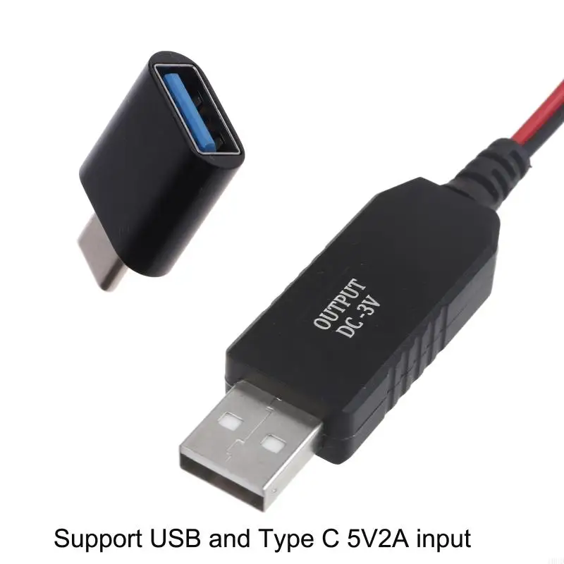 10CD USB إلى 3V CR2032 سلك طاقة سلك الشحن مع محول Type-C لجهاز خلية العملات المعدنية