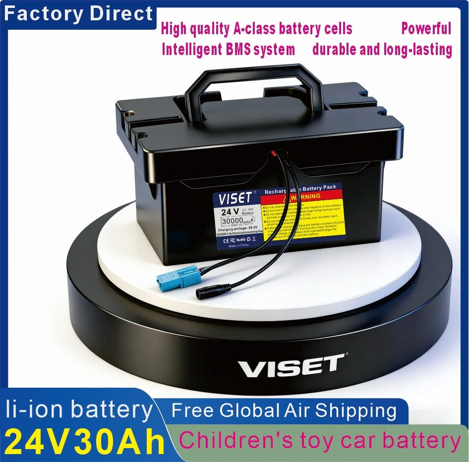 

2026 New 24V 30Ah 18650 Lithium Battery built-in BMS system for Kids Ride-On Cars & Toys, for Dynacraft Realtree UTVs,+ Charger