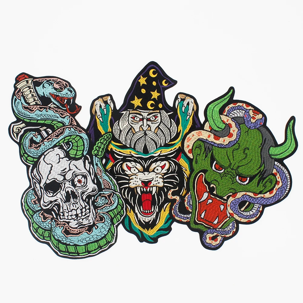 Wizard Delicate Cartoon Animal Wolf Punk Style Skull Patches Badges T-Shirt Coat Clothing Accessories