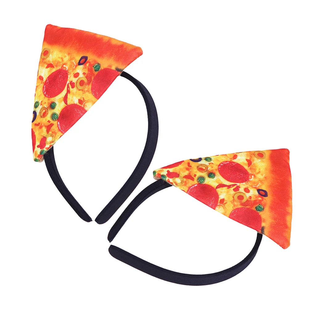 

2 Pcs Ear Pizza Headband Toddler Halloween Costumes Knitted Cloth Crazy Hat Day