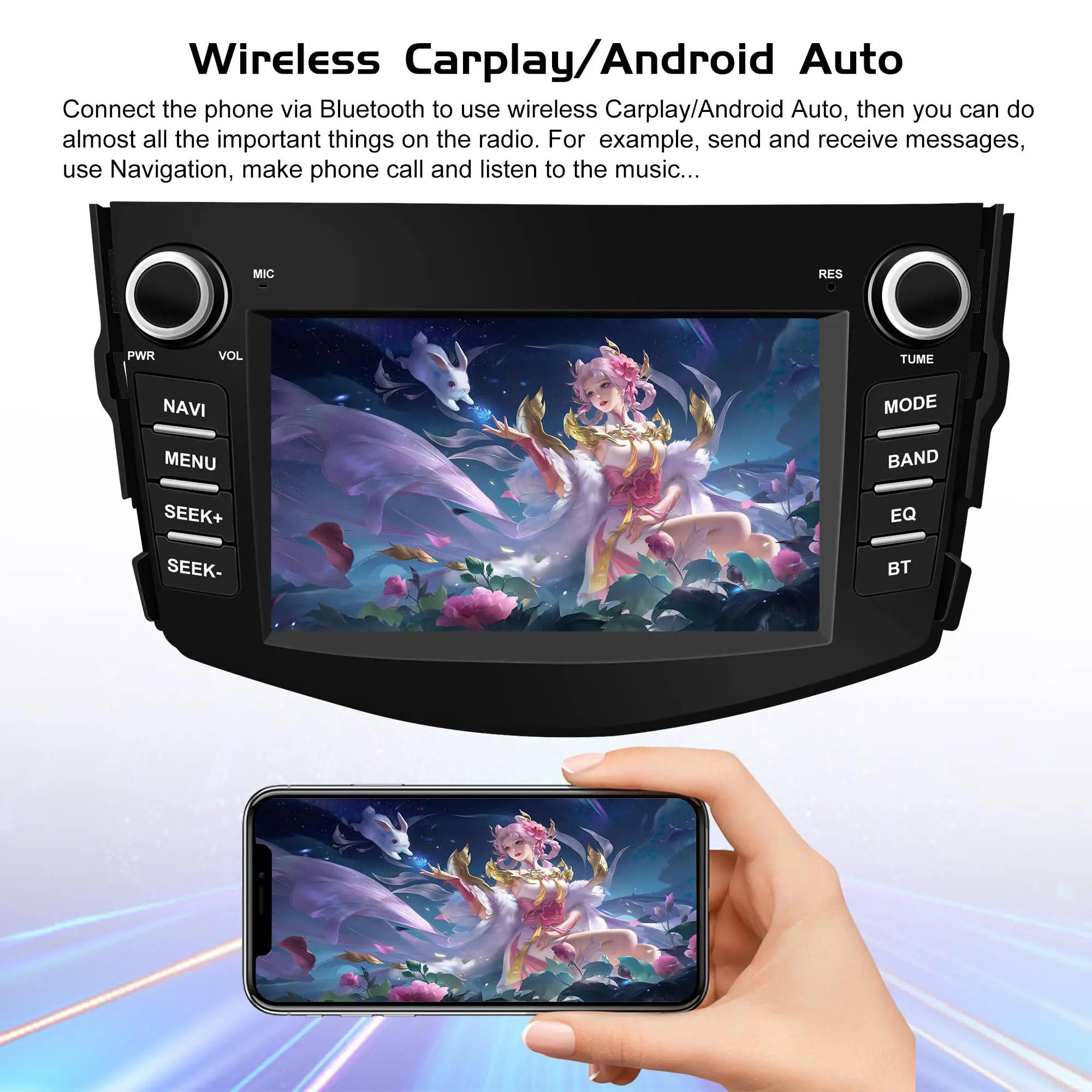 

7’’ Android car radio for Toyota RAV4 (2006~2012) screen stereo, wireless Carplay Android Auto, FM radio, SWC, Rear camera,4+64G