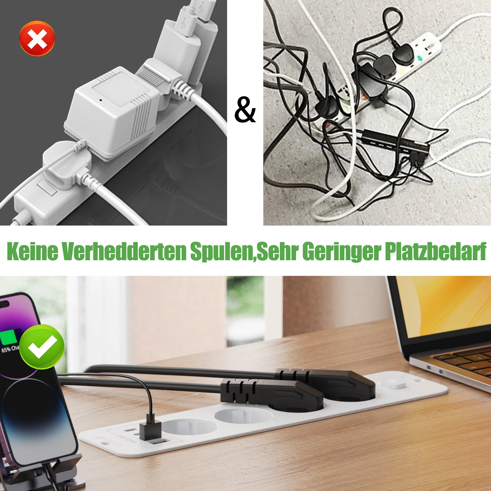 الاتحاد الأوروبي التوصيل سطح المكتب المدمج في لوحة الطاقة 4/6 التيار المتناوب مآخذ الطاقة 2 USB و 2 نوع-C محولات الطاقة مفتاح رئيسي 2 متر تمديد كابل