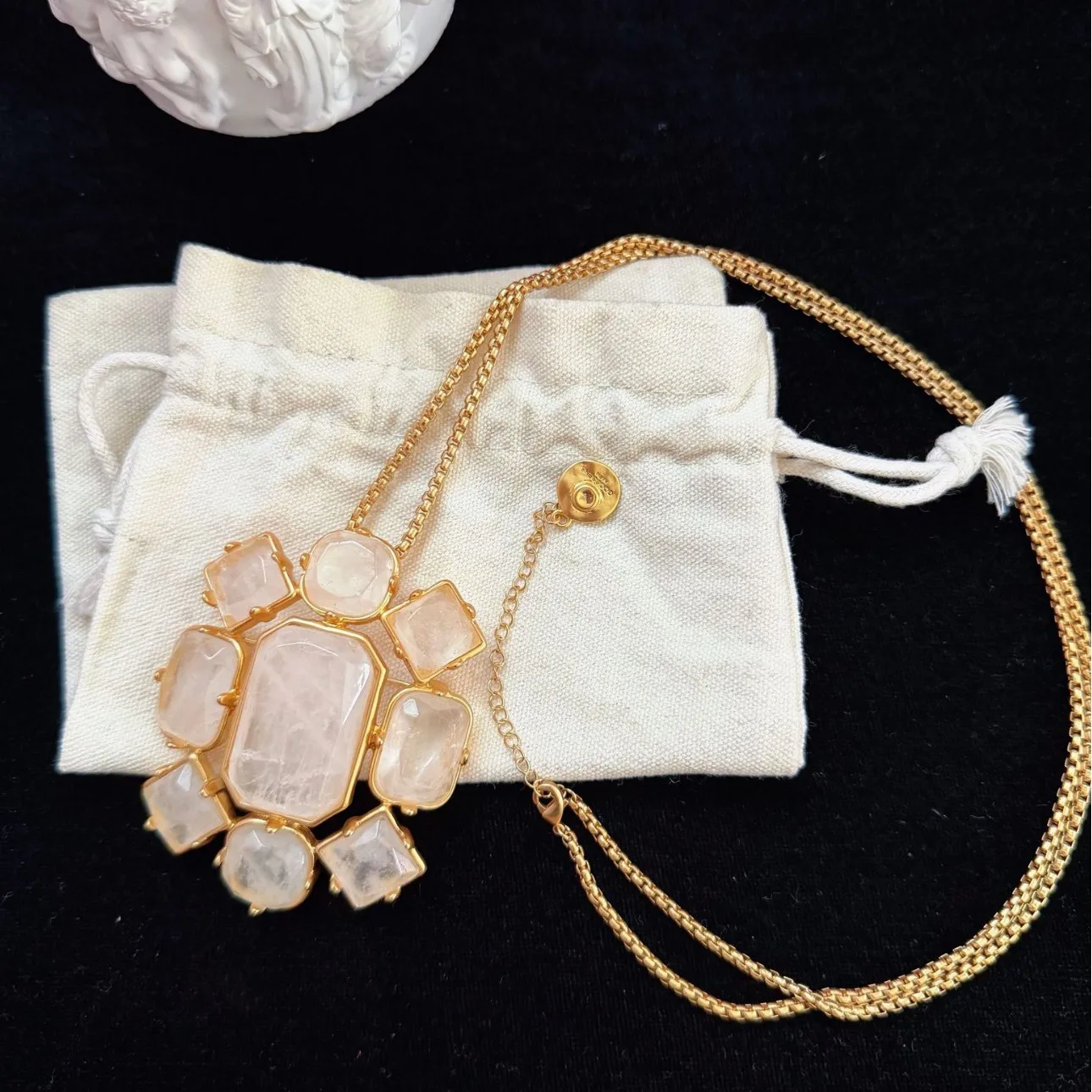Large Crystal Ice Cube Brooch & Necklace 2-in-1, Brass High-End Elegant Convertible Jewelry for Women