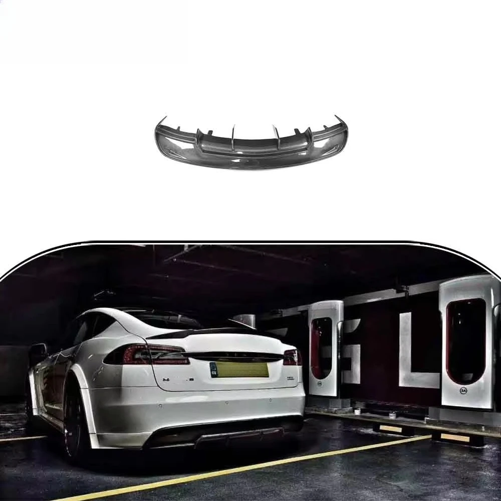 Product Customization Carbon Fiber Rear Bumper Diffuser forTesla Model S 2012-2016 Body Kit Carbon Black