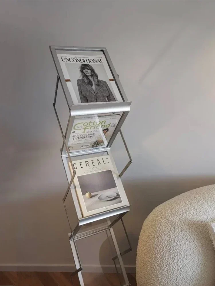 

-Storage Rack Aluminum Alloy Bookshelf Bookshelves Against The Wall Modern Bookcases Magazine Rack Living Room Furniture