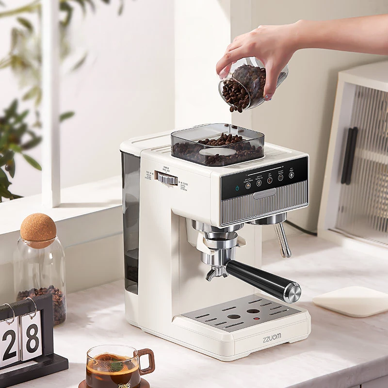 Hot and cold dual-extraction coffee machine Semi-automatic professional coffee machine Small household grinding coffee machine