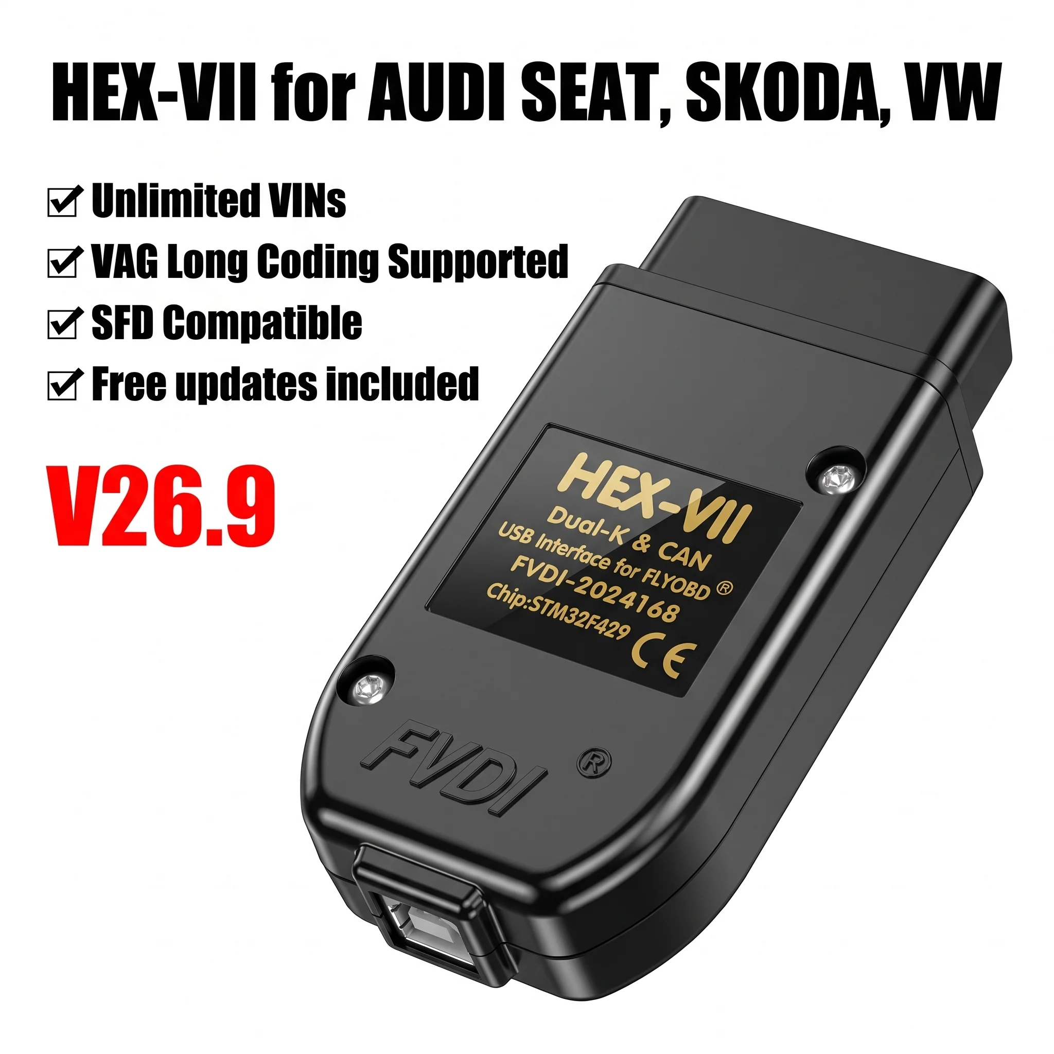 Image of VCDSCAN Unbegrenzte VINs Auto-Scan COM Diagnose-Tools VAG-Codierung COM HEX Real V2 STM32F429 V26.9.0 für VW AUDI Skoda Seat