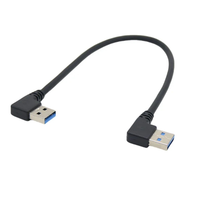 5pcs USB 3.0 Type A Male 90 Degree Left Angled to USB 3.0 A Type Right Angled Extension Cable 30cm 60cm