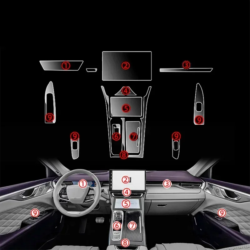

Tpu Transparent Film for GWM WEY Coffee 01 Car Interior Stickers Center Console Gear Navigation Door Panel Car Accessories