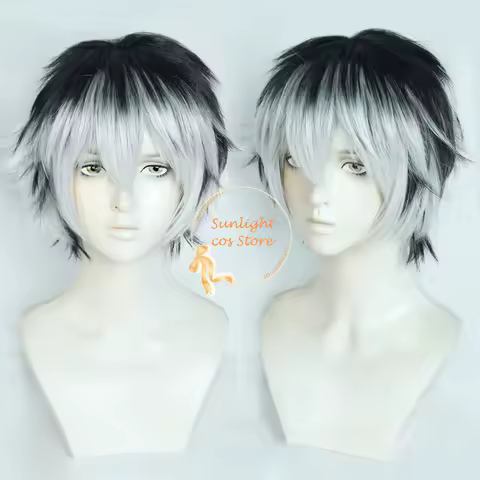 Anime Kotaro Bokuto Cosplay Wig Slive Grey Black Mixed Short 30cm Wigs Heat Resistant Synthetic Hair Unisex Wig + Wig Cap