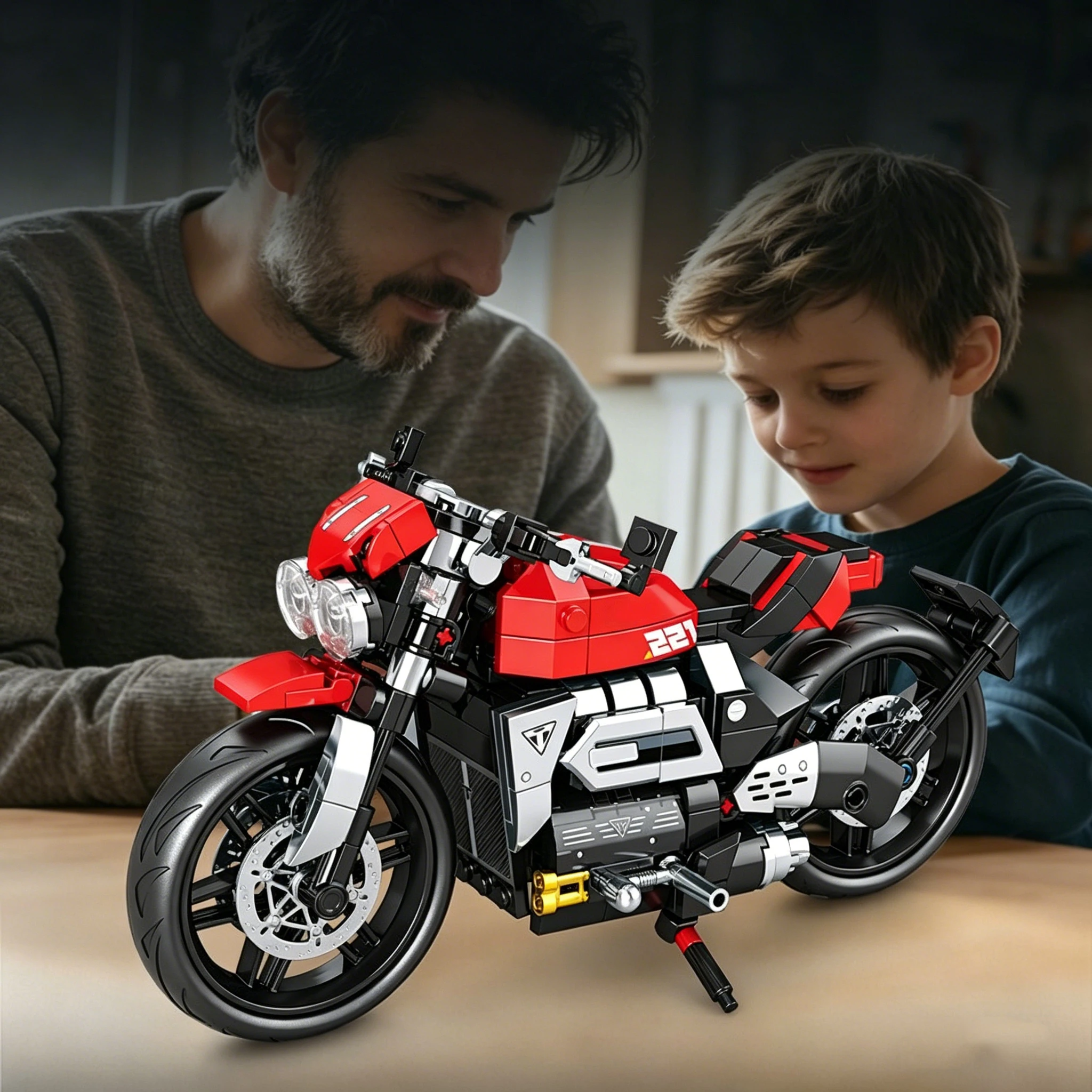 Set de Bloques de Construcción de Motocicleta, Modelo de Superbike de Carreras, Motocicleta Retro de Calle, Juguete Cole