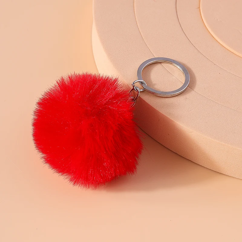 Mode Candy Farben Plüsch Ball Schlüsselbund für Auto Schlüssel Halter Frauen Mädchen Handtasche Anhänger Schlüsselanhänger Zubehör DIY Schmuck Geschenke – Detail 8