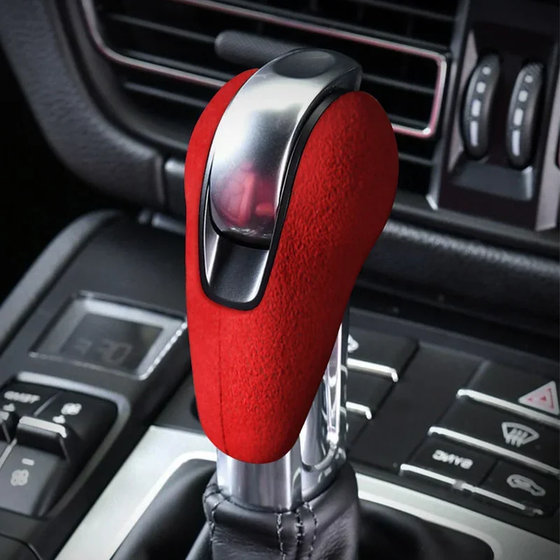 Car Gear Shift Knob Top Suede Wrap Interior Sticker Accessories Trim Cover  For Porsche Macan 95B Panamera 970 718 911
