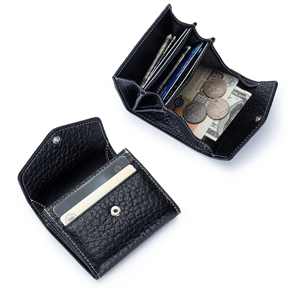 Credit Card Holder Small Coin Wallet Women Men Leather Hasp Business Card Case Envelope Fold Purse Storage Pouch for Girl Kids