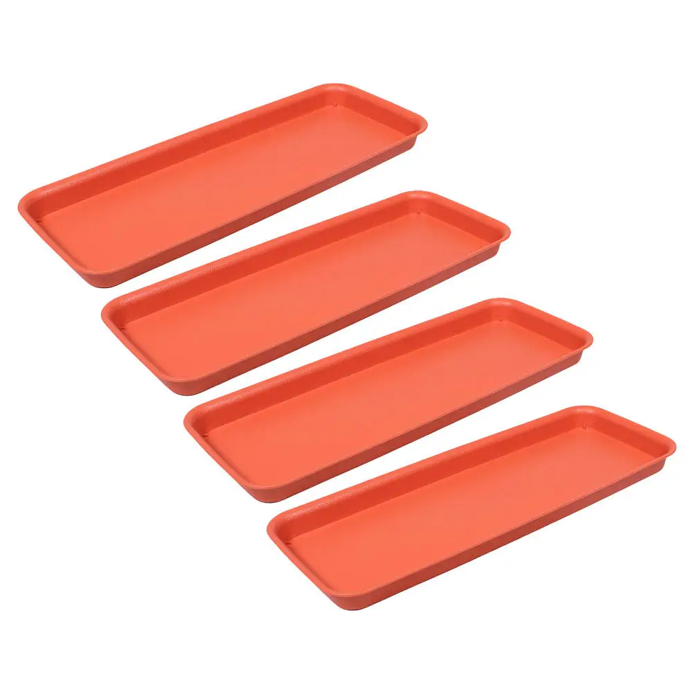 4Pcs Plastic Planter Tray Rectangular Leakproof Flower Pot Saucer Water Collector Floor Protector for Indoor Outdoor Gardening