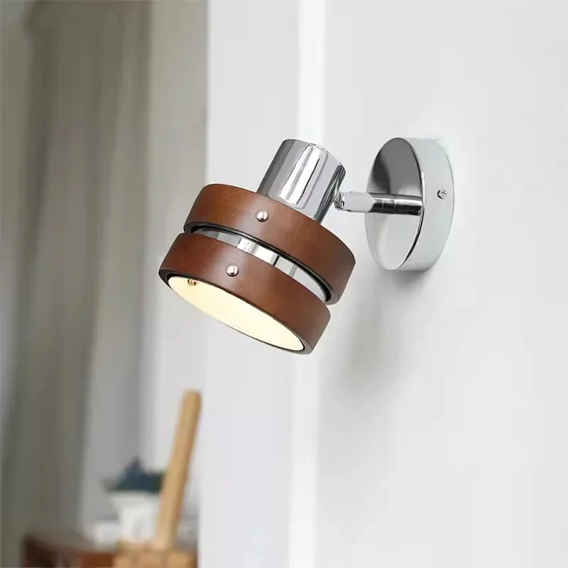 

Retro Walnut Color Wall Lamp Study Reading Wall Lamp Living Room Dining Room Porch Bedroom Bed Can Rotate Wall Lamp